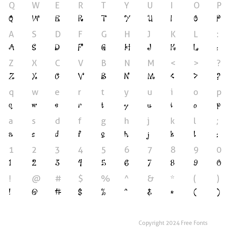 Character Map of LD PeekABoo Regular