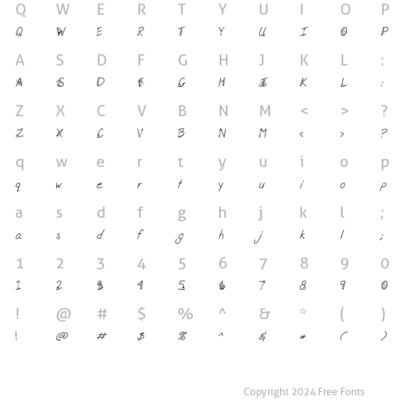 Character Map of LD Pen & Ink Regular