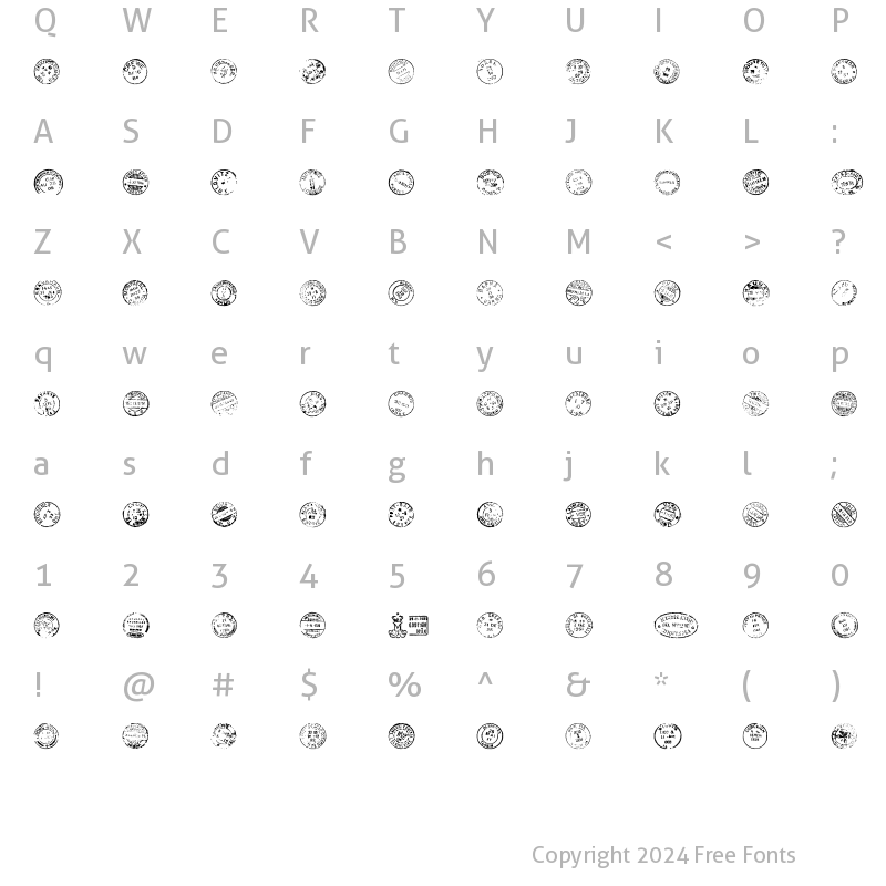 Character Map of LD Postmarks AM Regular