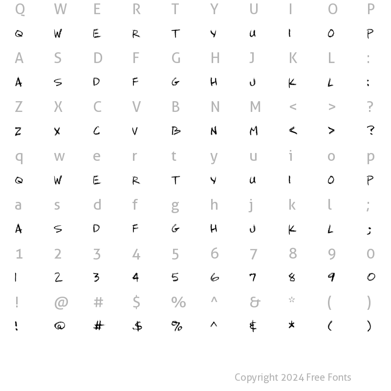 Character Map of LD Print 14 Regular