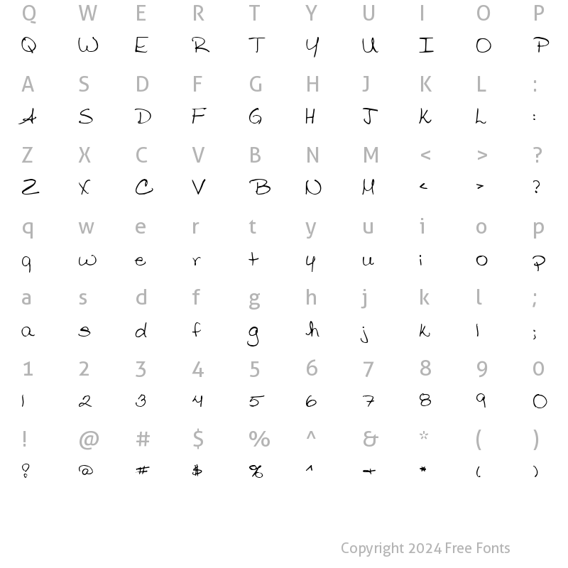 Character Map of LD Print 19 Regular