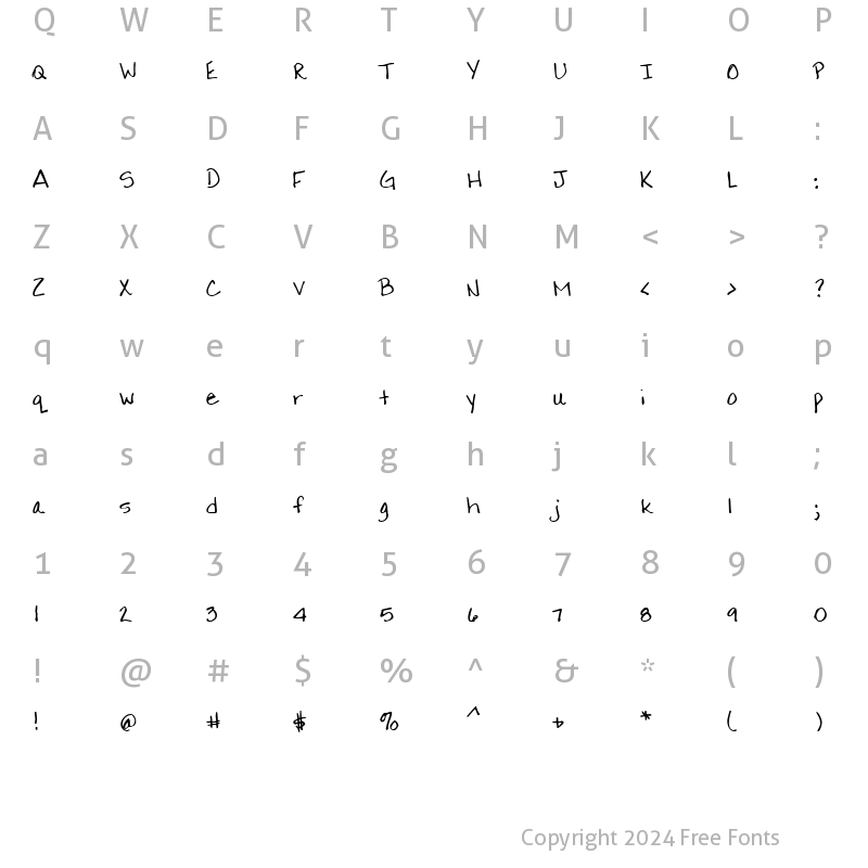 Character Map of LD Print 20 Regular