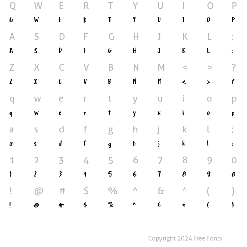 Character Map of LD Print 6 Regular