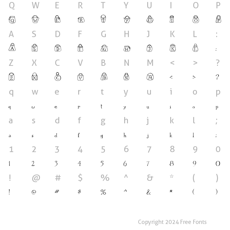 Character Map of LD Purses Regular