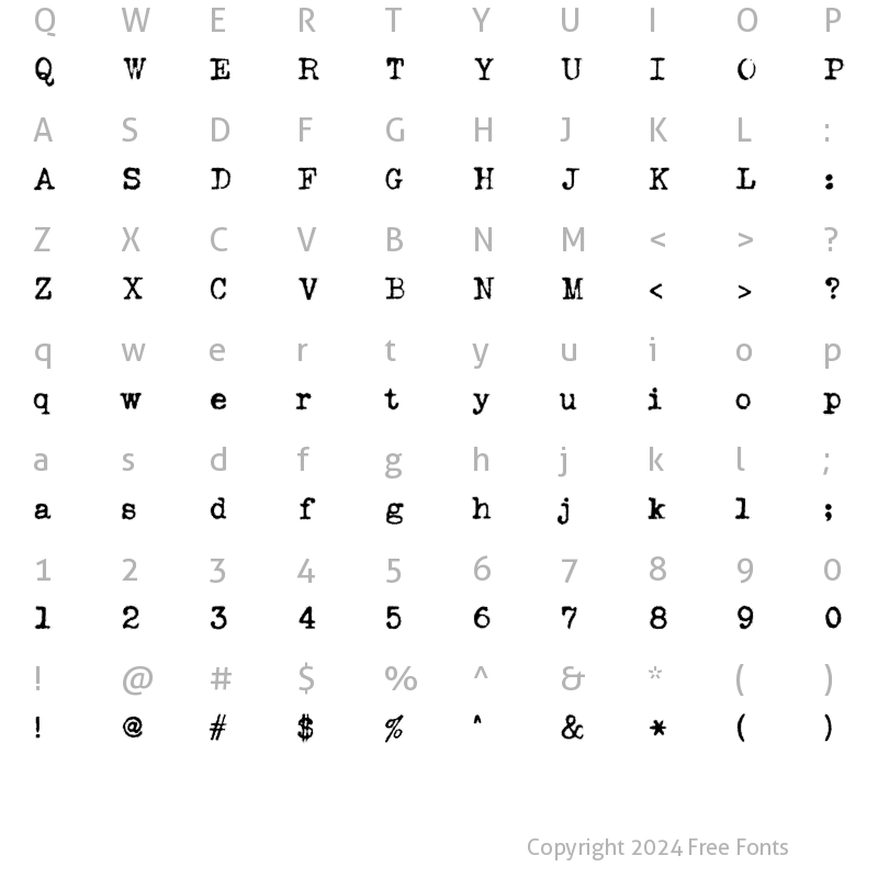 Character Map of LD Remington Streamline Regular