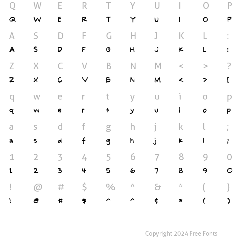 Character Map of LD Scratchy Pen Regular