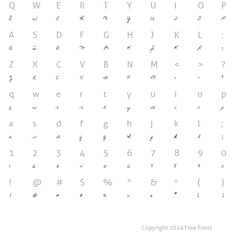 Character Map of LD Script 1 Regular