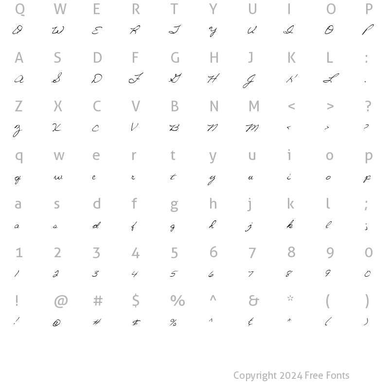 Character Map of LD Script 3 Regular