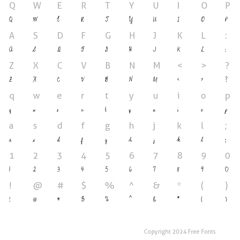 Character Map of LD Script 4 Regular