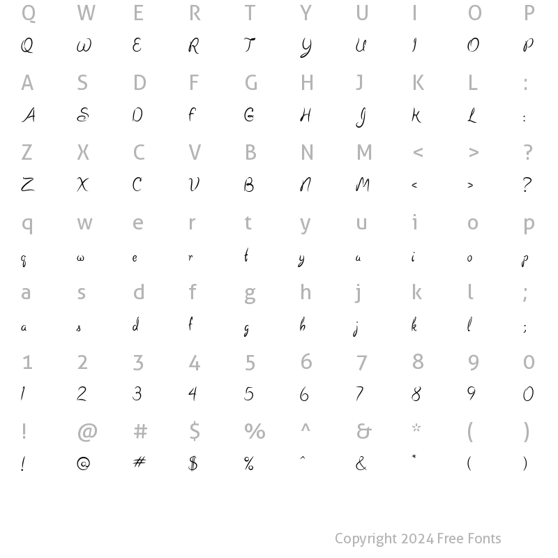 Character Map of LD Scriptive Regular