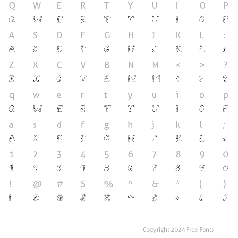 Character Map of LD Scroll Regular