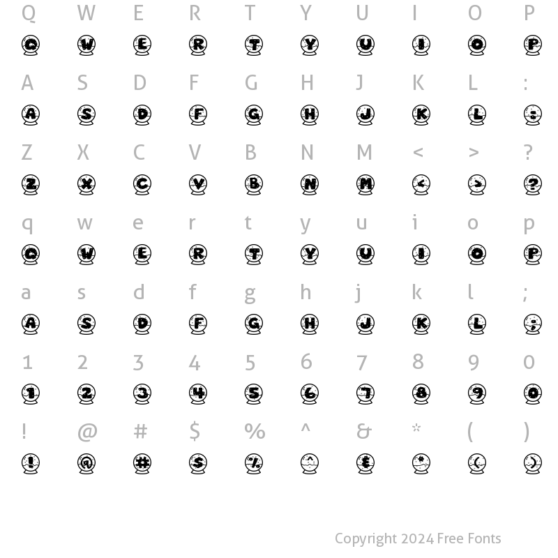 Character Map of LD SnoGlobes Regular