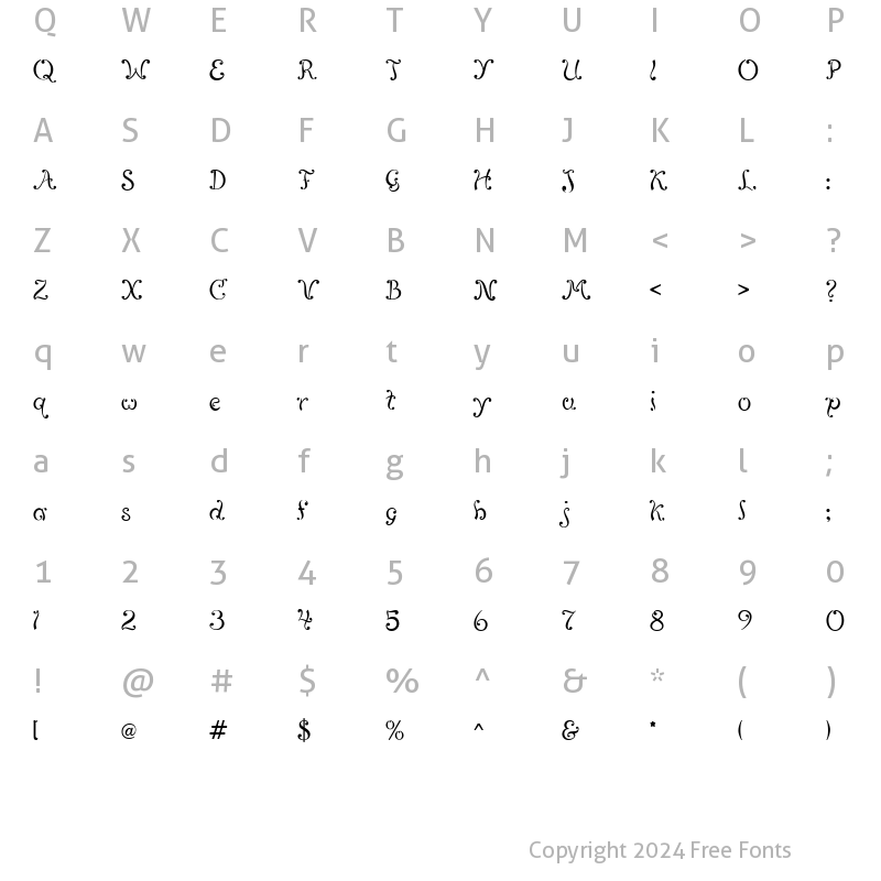 Character Map of LD Stradivarius Regular