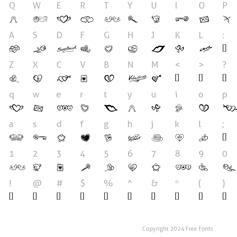 Character Map of LD Symbol Love Regular