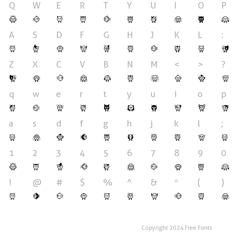 Character Map of LD Symbol Pals Regular