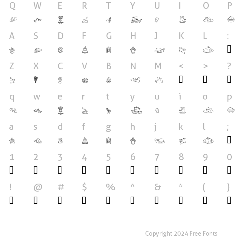 Character Map of LD Symbol Thanksgiving Regular