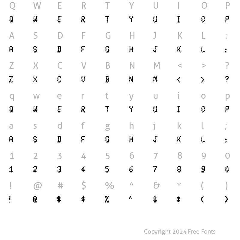 Character Map of LD Tickertape Regular