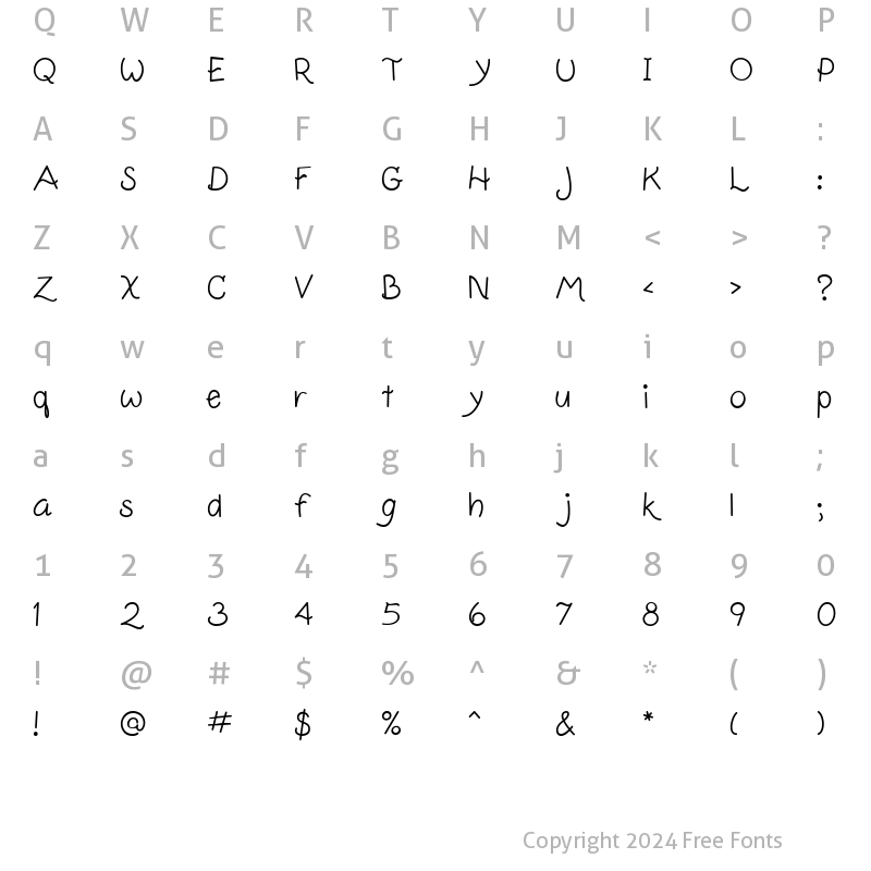 Character Map of LD Tillie Regular