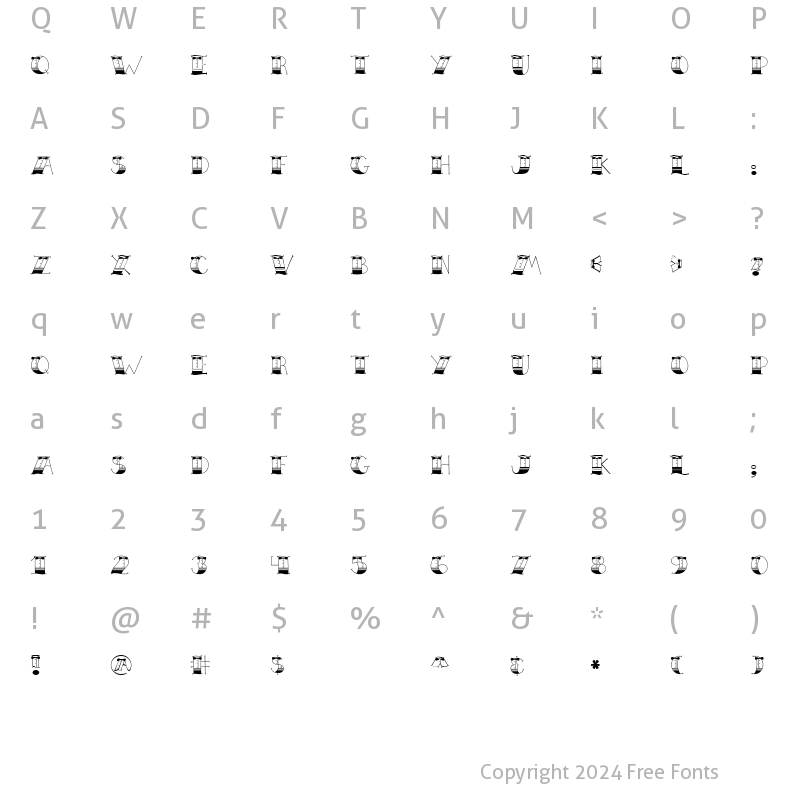 Character Map of LD Tuxedo Regular