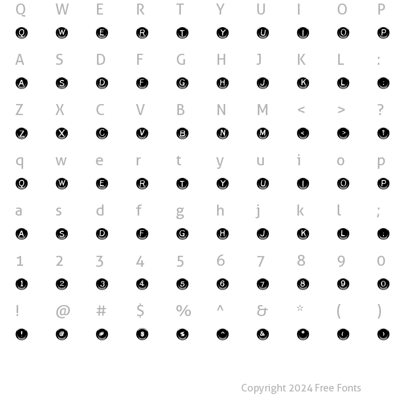 Character Map of LD Type Keys Regular