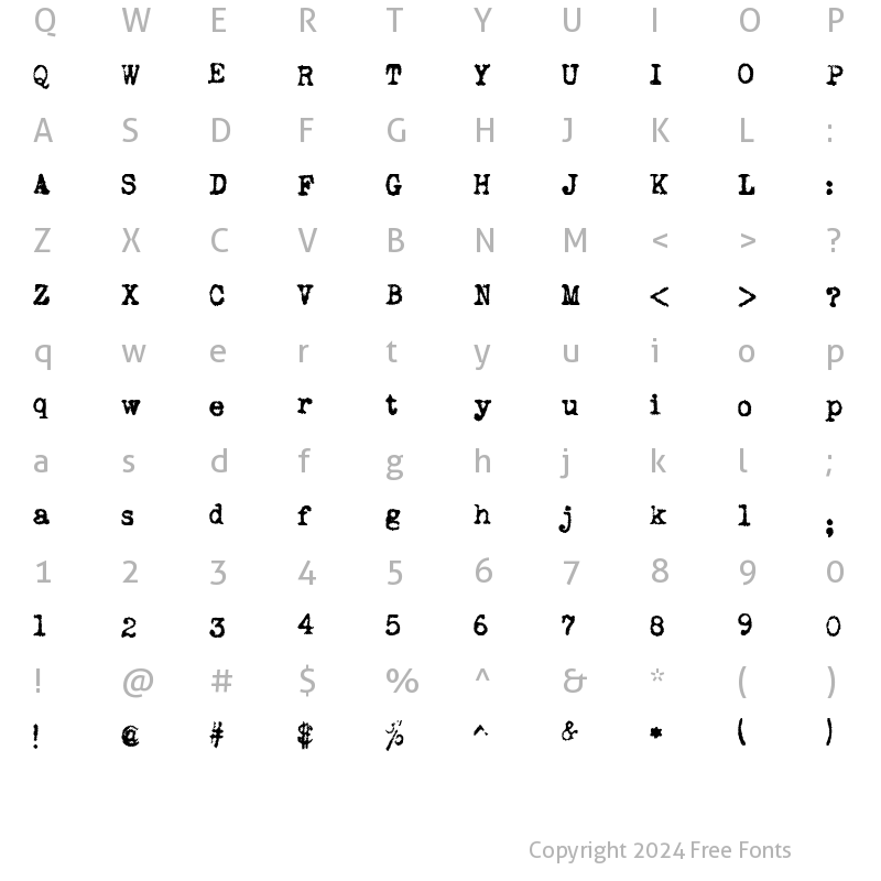 Character Map of LD Underwood 5 Regular