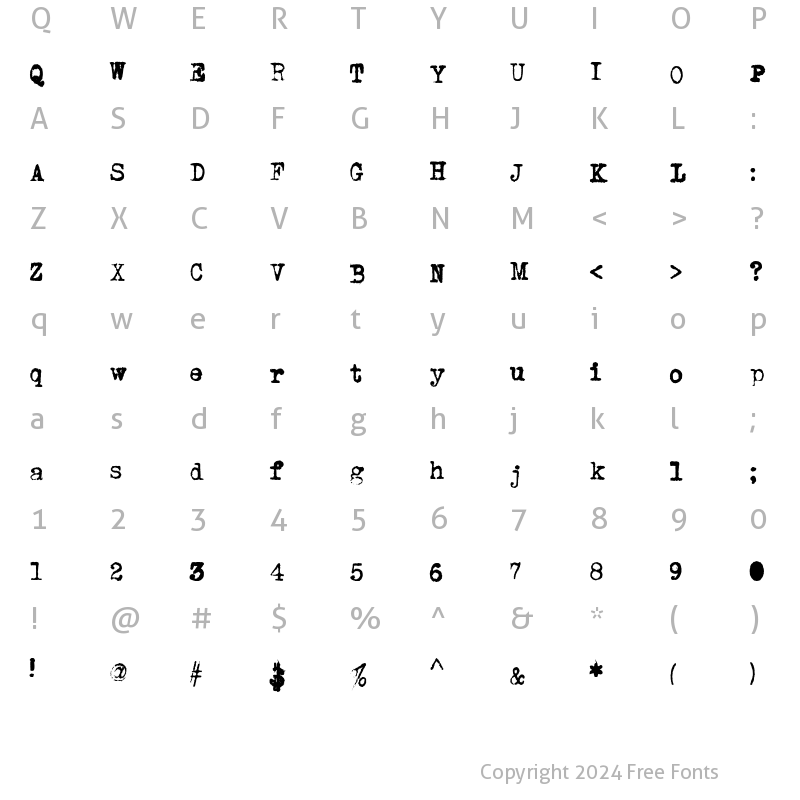 Character Map of LD Underwood Pica Regular