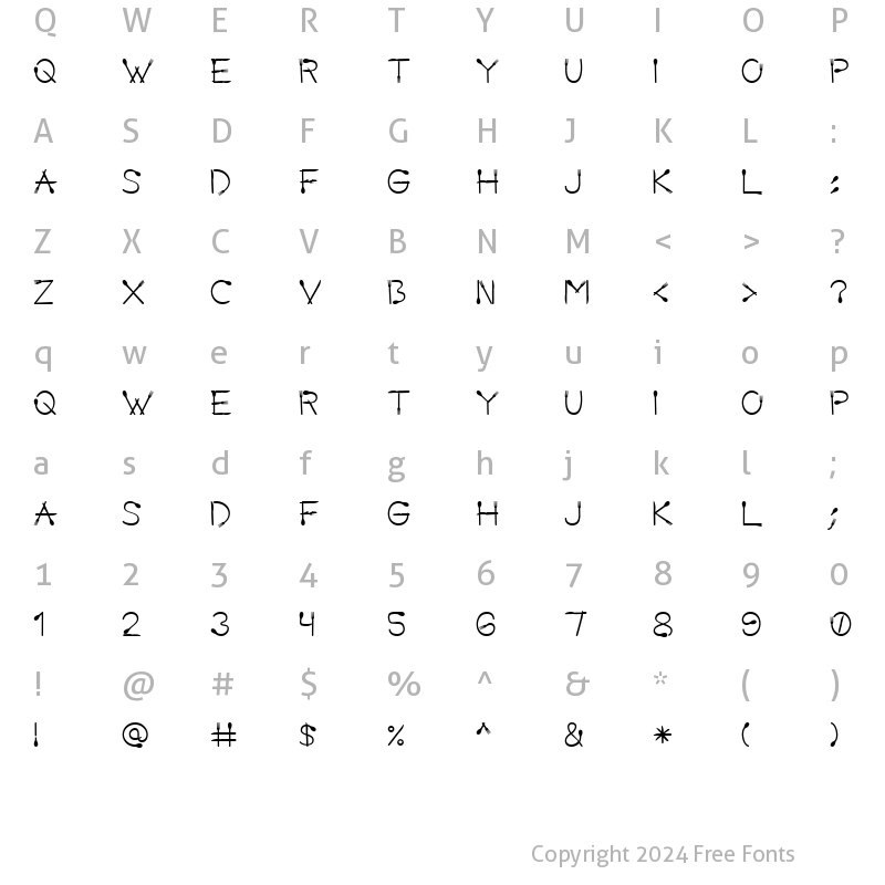 Character Map of LD Utensils Regular