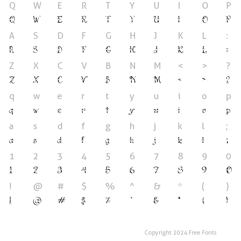 Character Map of LD Valentine Regular