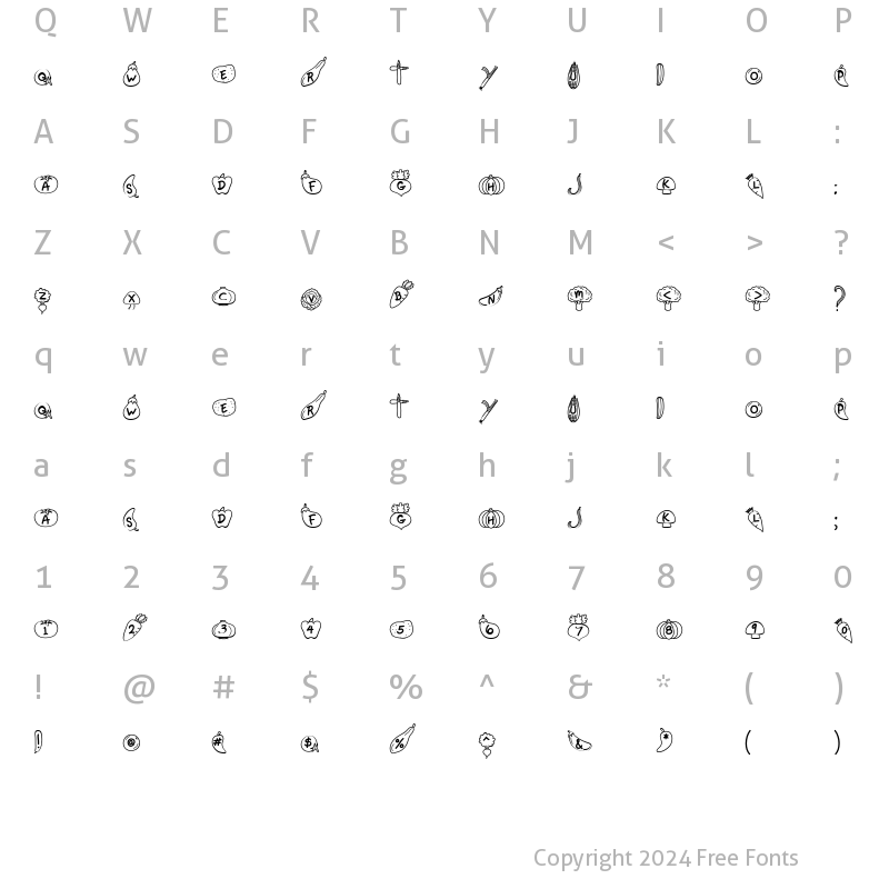 Character Map of LD Veggies Regular