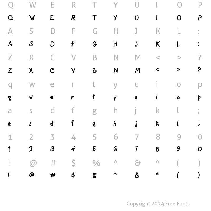 Character Map of LD Whimsy Regular