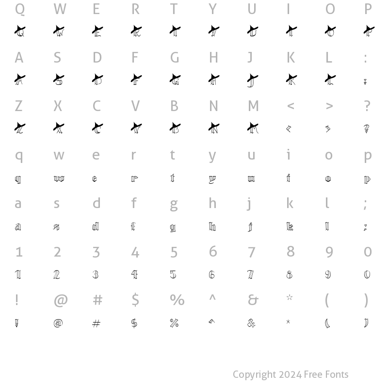 Character Map of LD Witchy Regular