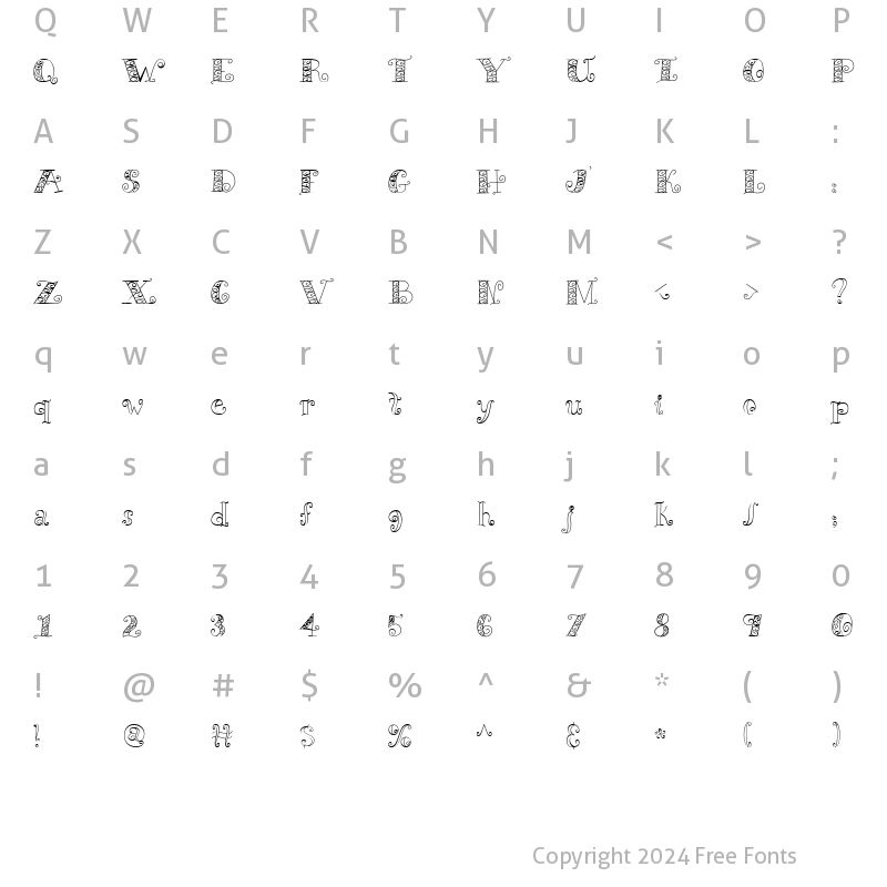 Character Map of LD Wrought Iron Regular