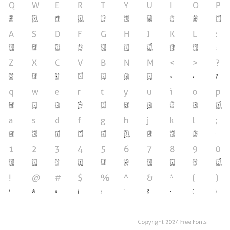 Character Map of LDJ Antique Frames Regular