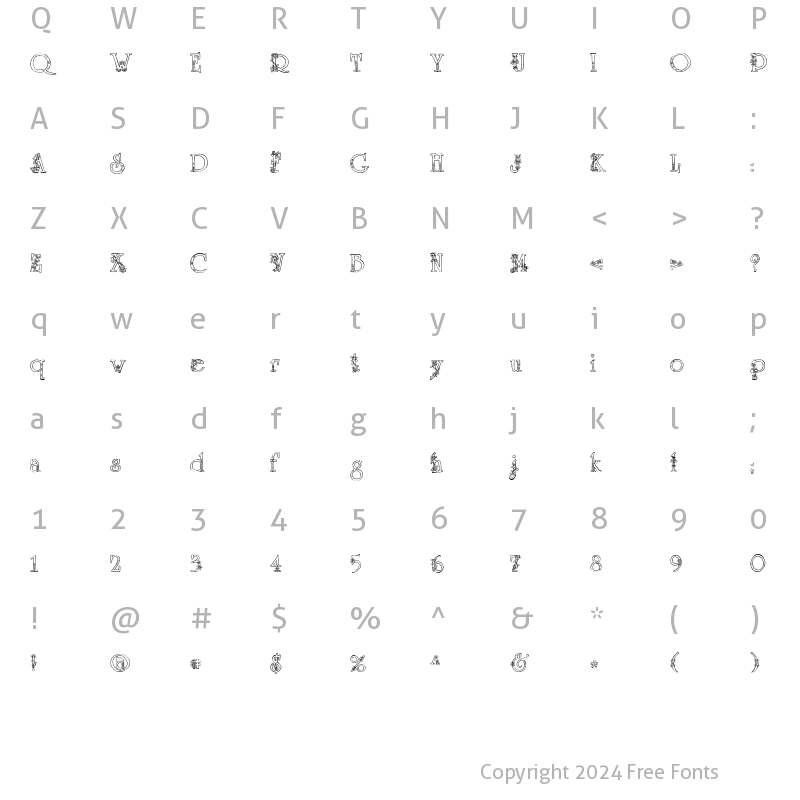 Character Map of LDJ Victorian Regular