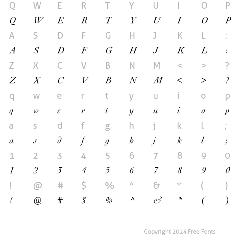 Character Map of Le Cochin BQ Regular