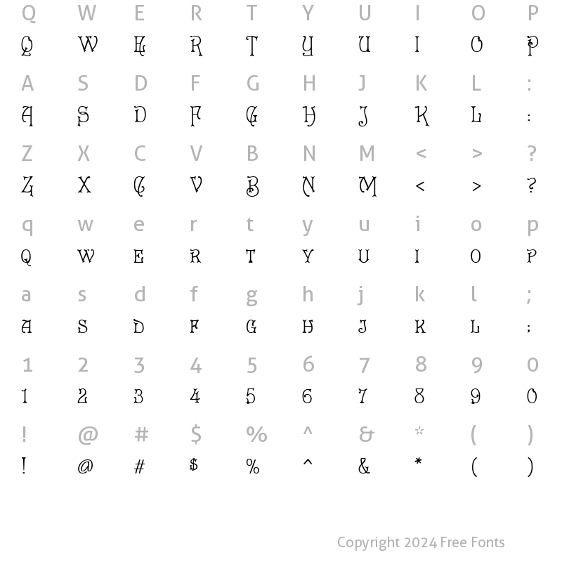 Character Map of Le Grand Regular