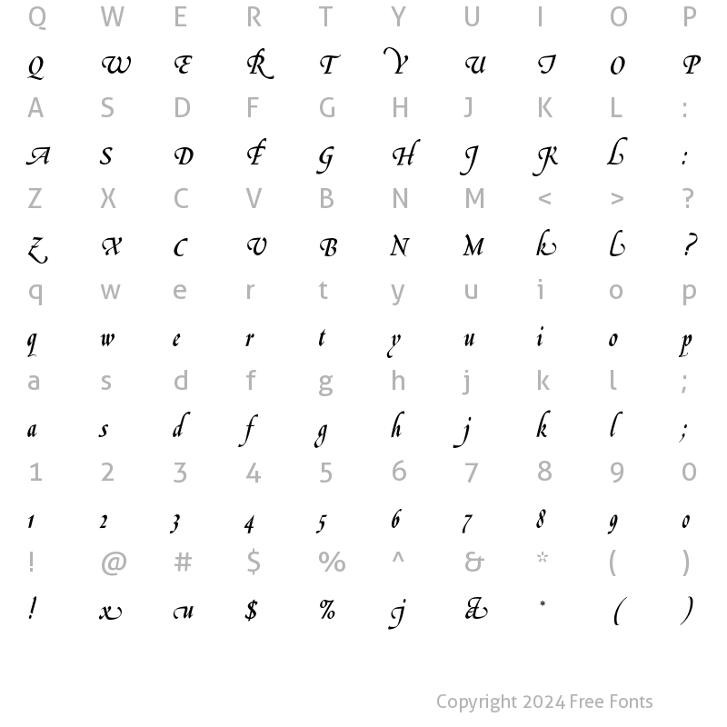 Character Map of Le Griffe Plain Regular