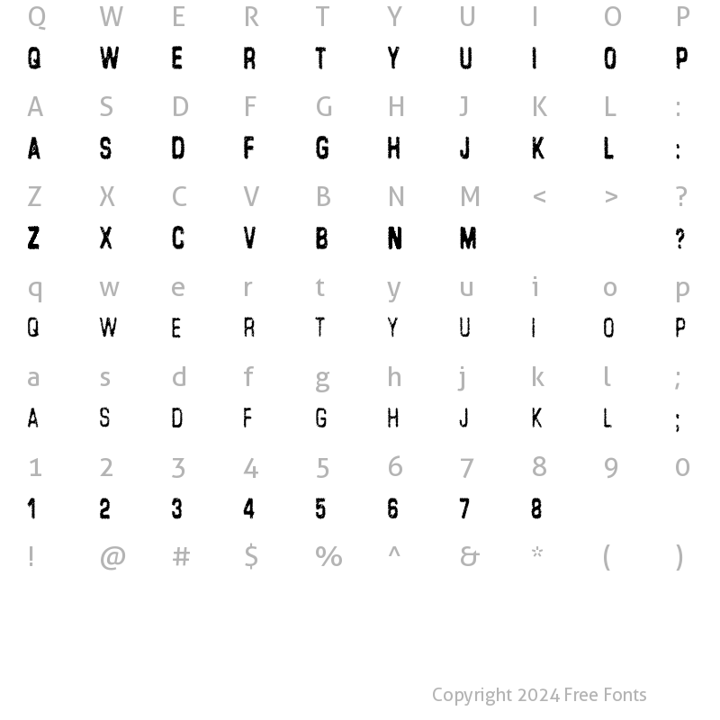 Character Map of Lead Coat Regular