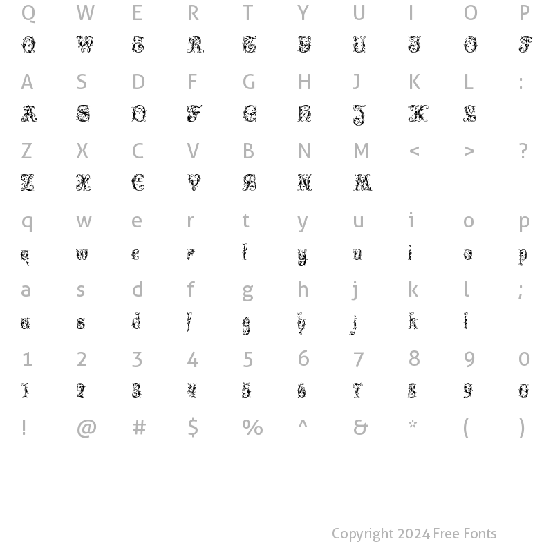 Character Map of Leafy glade Regular