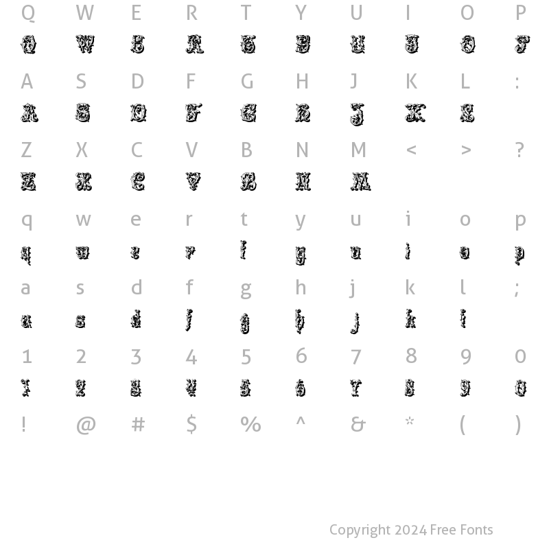 Character Map of Leafyshade Regular