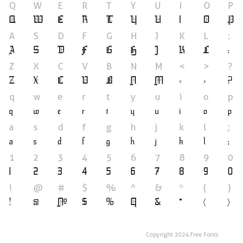 Character Map of Leather Light Regular