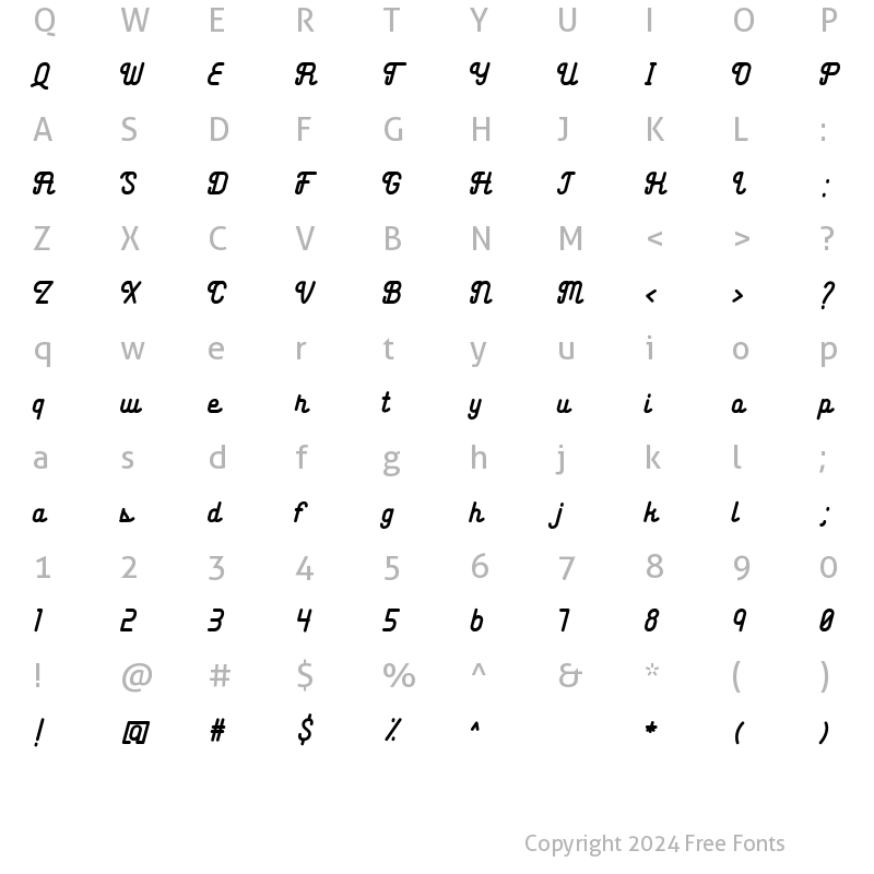 Character Map of lebars Regular