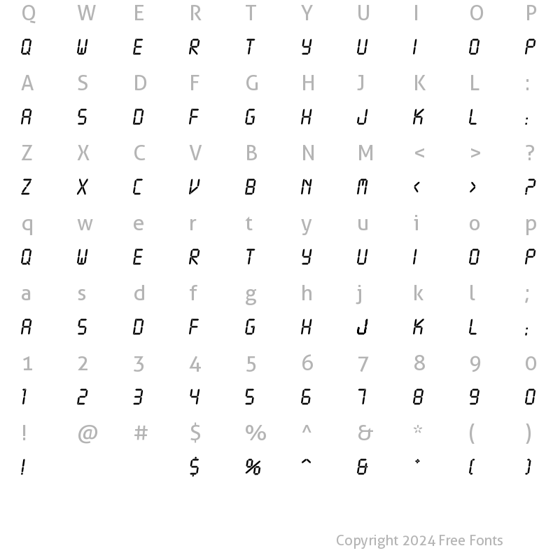 Character Map of LED Regular