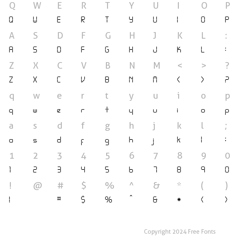 Character Map of LEDFont Regular