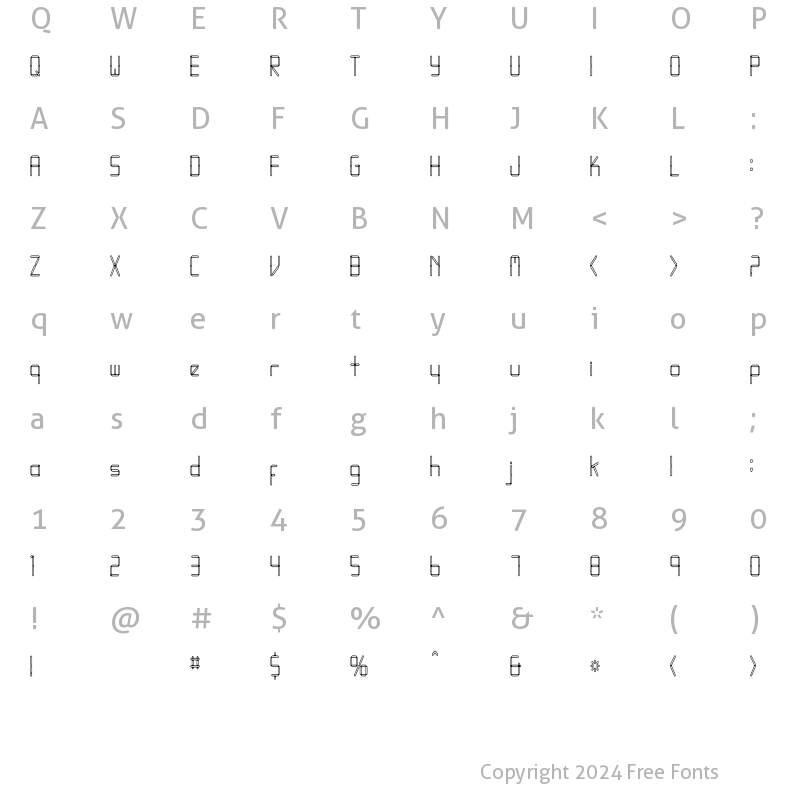 Character Map of LEDFontHC Regular