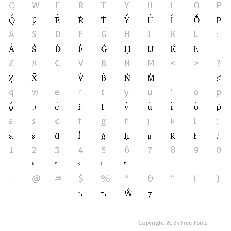 Character Map of LeedsBit ExtraChars1 Normal