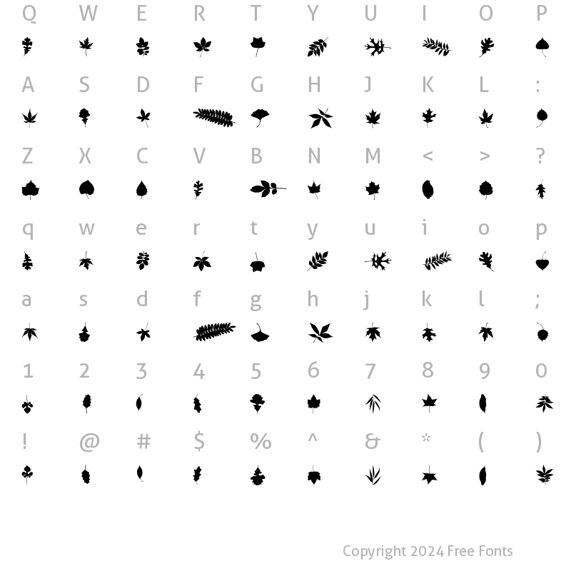 Character Map of Leef Regular