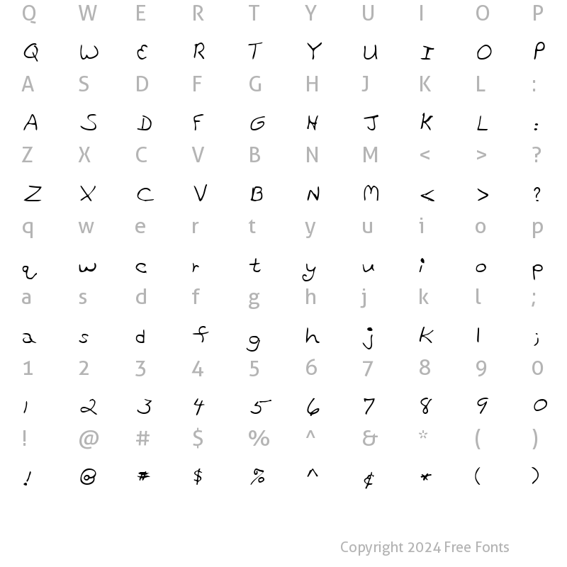 Character Map of LeesHand Regular