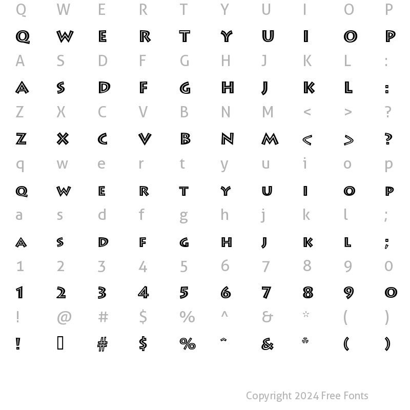 Character Map of LeeToscaniniInlineSH Regular