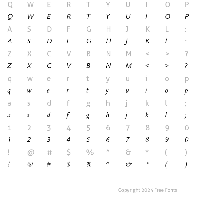 Character Map of LegacySanITCBoo Italic